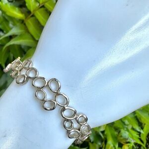 Silver  multi oval  link cuff bracelet